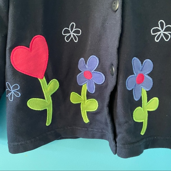 Navy Blue Embroidered Cardigan Button Spring - Picture 3 of 6